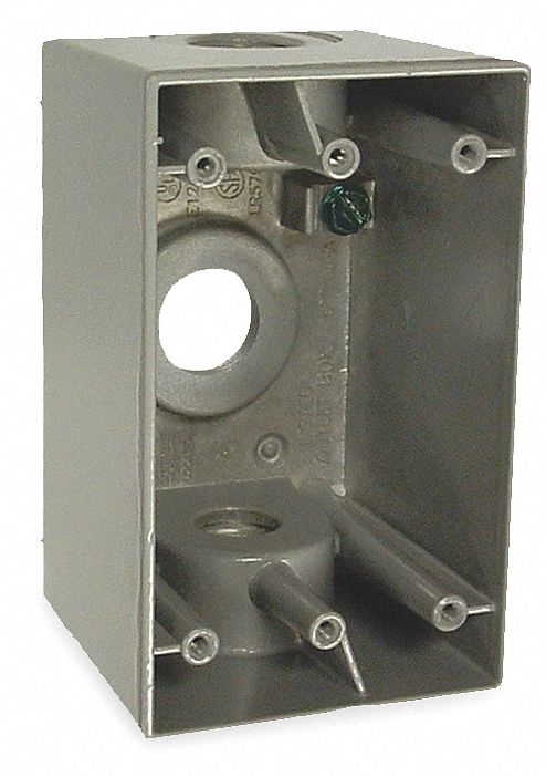 BELL Weatherproof Electrical Box, 1Gang, 3Inlet, Aluminum 2DCW153850 Grainger
