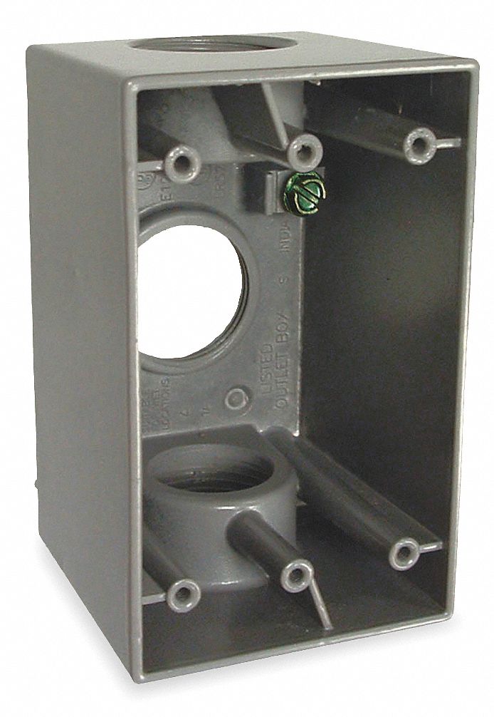 BELL, 1 Gangs, 1 in Hub Size, Weatherproof Electrical Box 2DCW35387