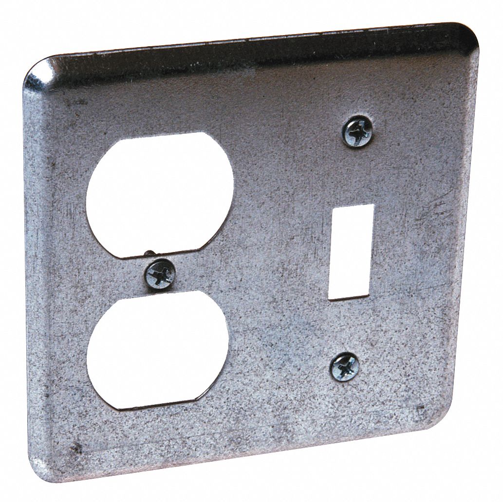 RACO Electrical Box Cover Square, 2 Gangs, 1/4 in Dp, 4 in Wd, 4 in Lg