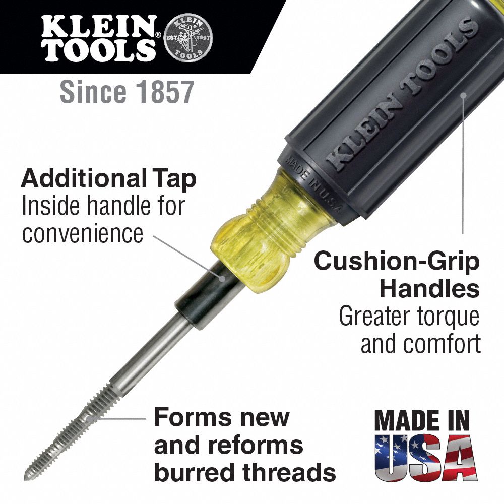 KLEIN TOOLS Tapping Tool 7 3/4 in Overall Lg, Cushion Grip Screwdriver