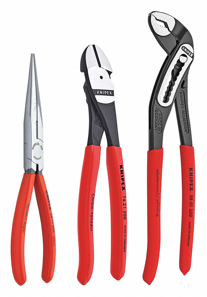 KNIPEX Plier Set: 3 Pliers, Knurled Grip, Manual - 2DYW7|00 20 08 US1