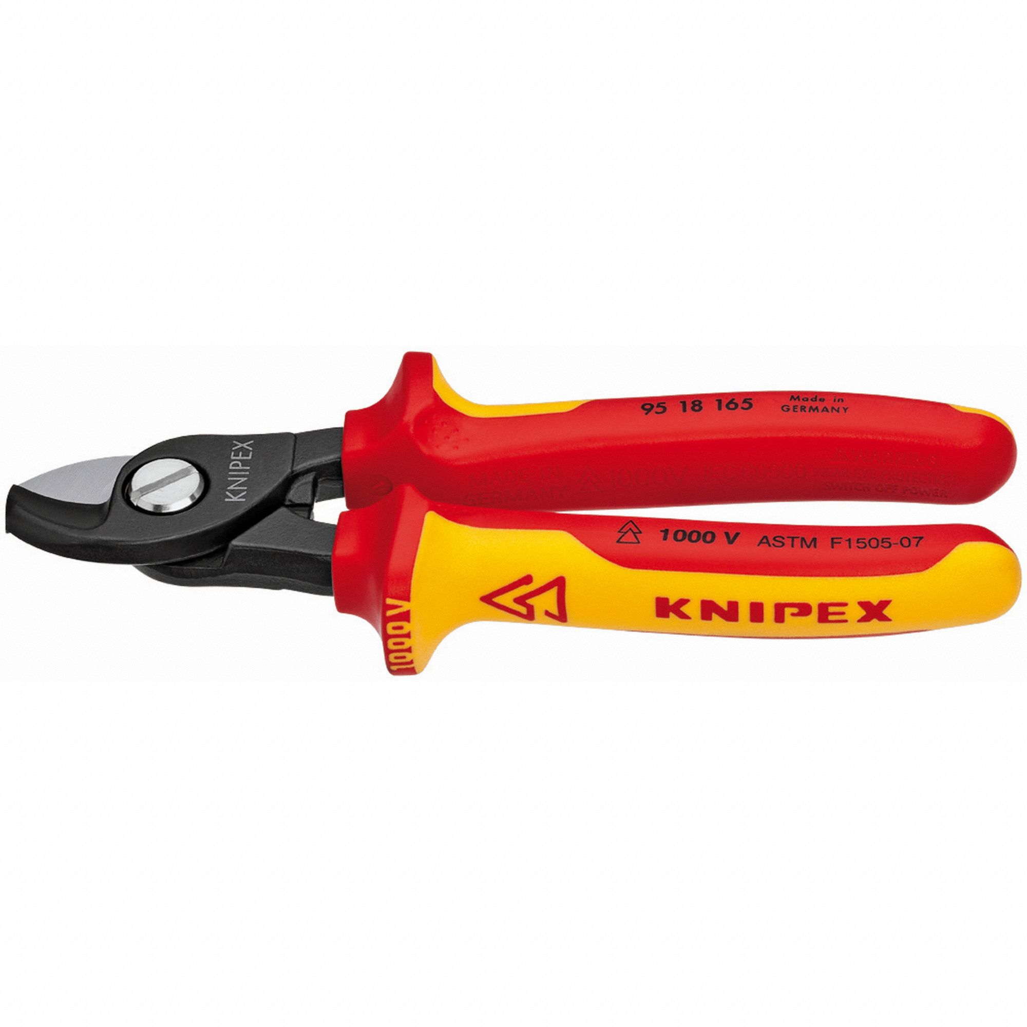 KNIPEX Insulated Cable Cutter, 6 1/2 in Overall Length