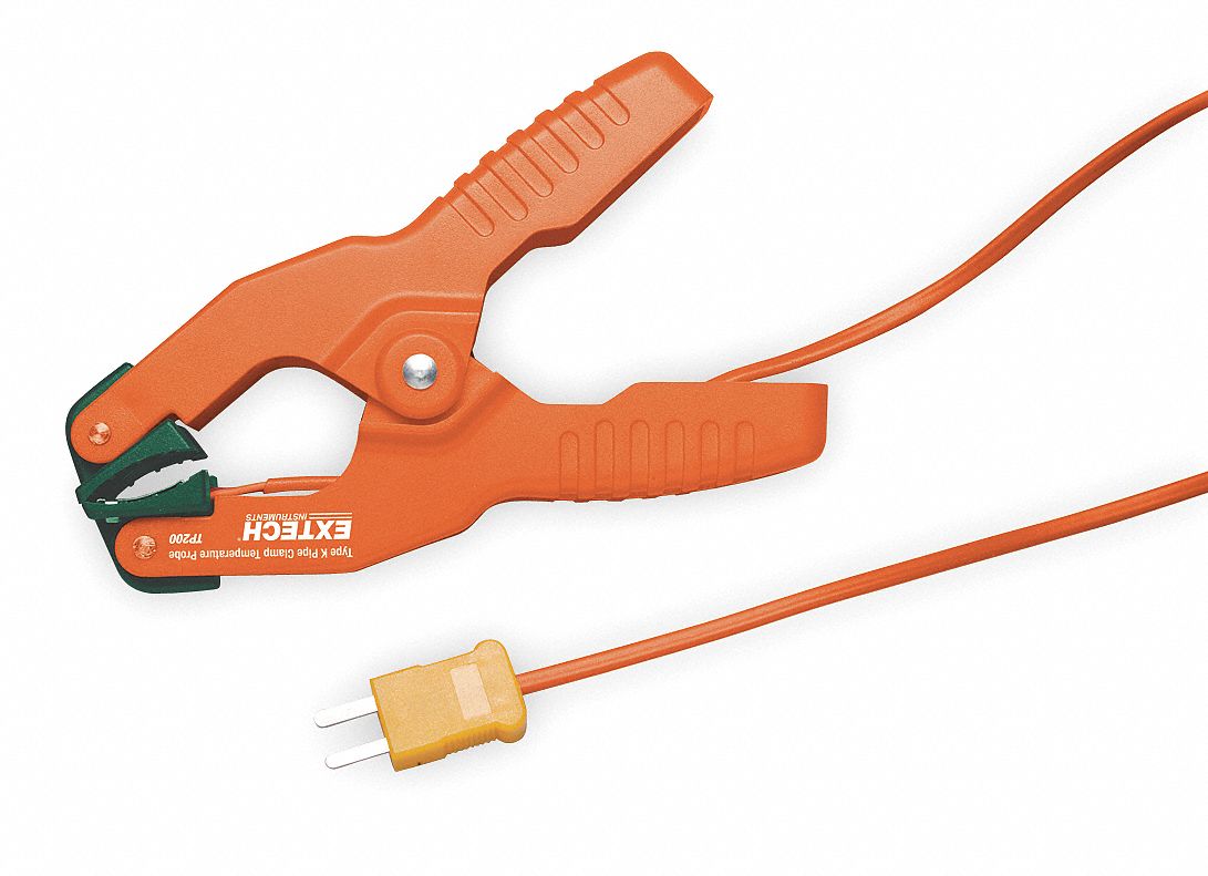 EXTECH Type K Mini K Thermocouple Pipe Clamp Temperature Probe, 4° to
