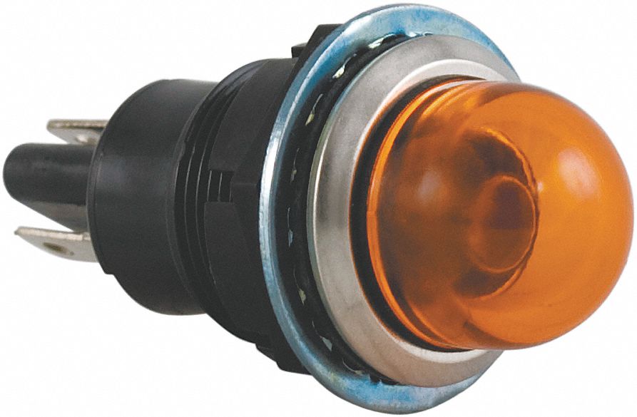 Raised Indicator Light, Incandescent Lamp Type, 120V AC/DC Voltage, 3/4 in Mounting dia Size