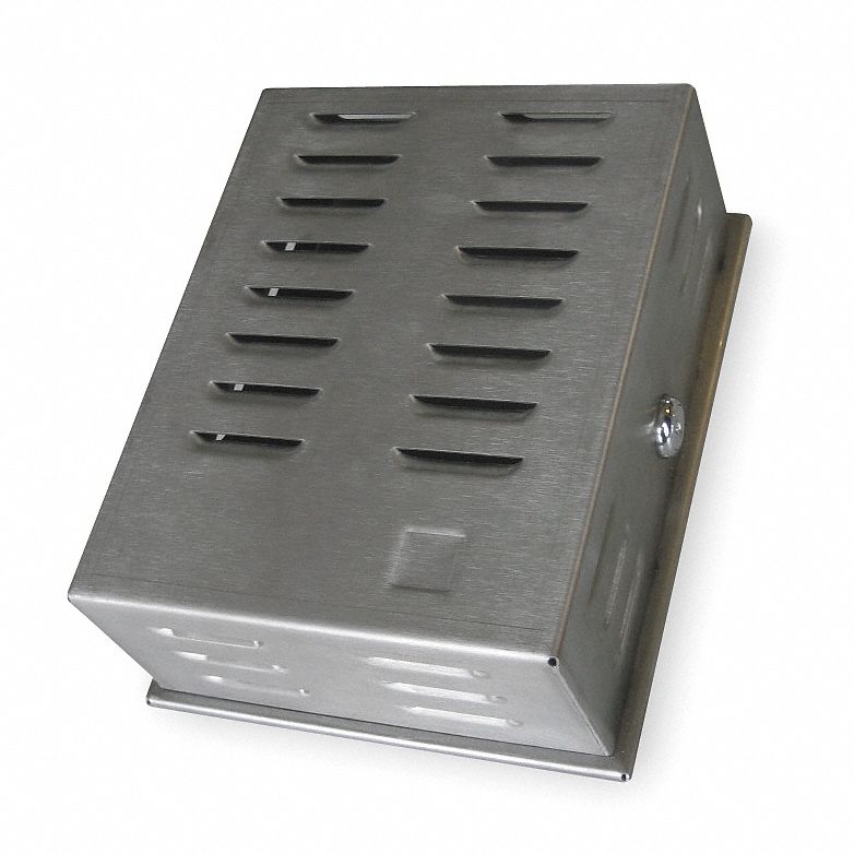 GRAINGER APPROVED Stainless Steel Universal Thermostat Guard, Silver