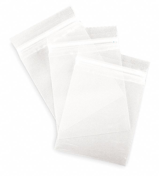 GRAINGER APPROVED Reclosable Poly Bag, Zip Seal, Low Density