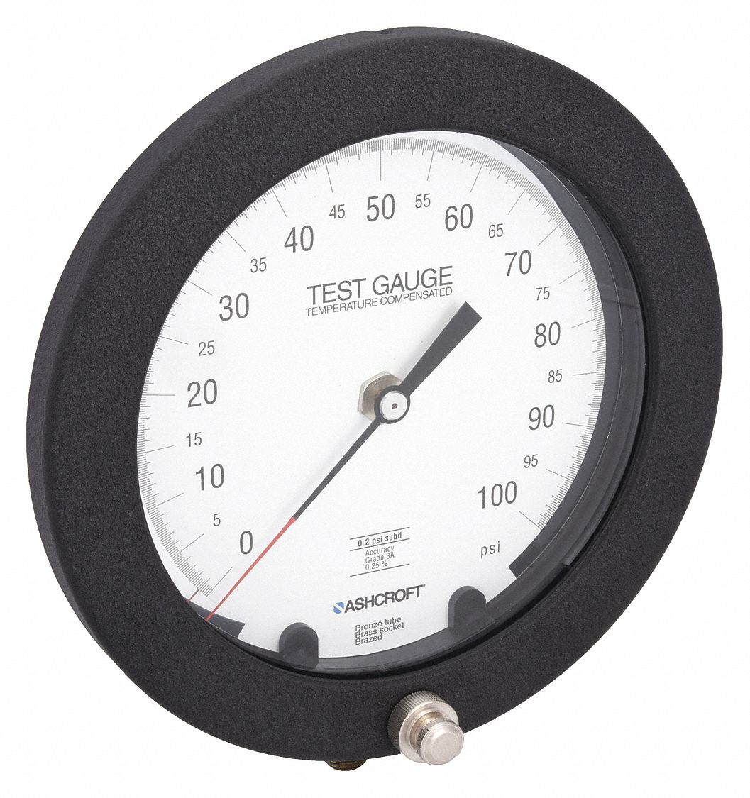 ASHCROFT, Test Pressure Gauge, 0 to 100 psi, Test Pressure Gauge