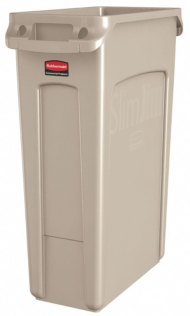 RUBBERMAID COMMERCIAL PRODUCTS, Rectangular, Beige, Trash Can 2FTG2