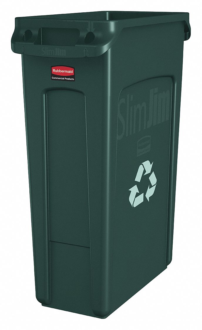 RUBBERMAID COMMERCIAL PRODUCTS, Green, 23 gal Capacity, Recycling Can