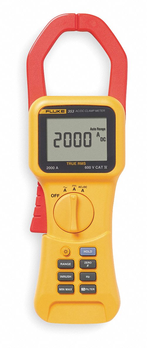 FLUKE Clamp Meter: 1,400 Max. AC Amps, 400 Max. DC Amps, 1,000 V Max