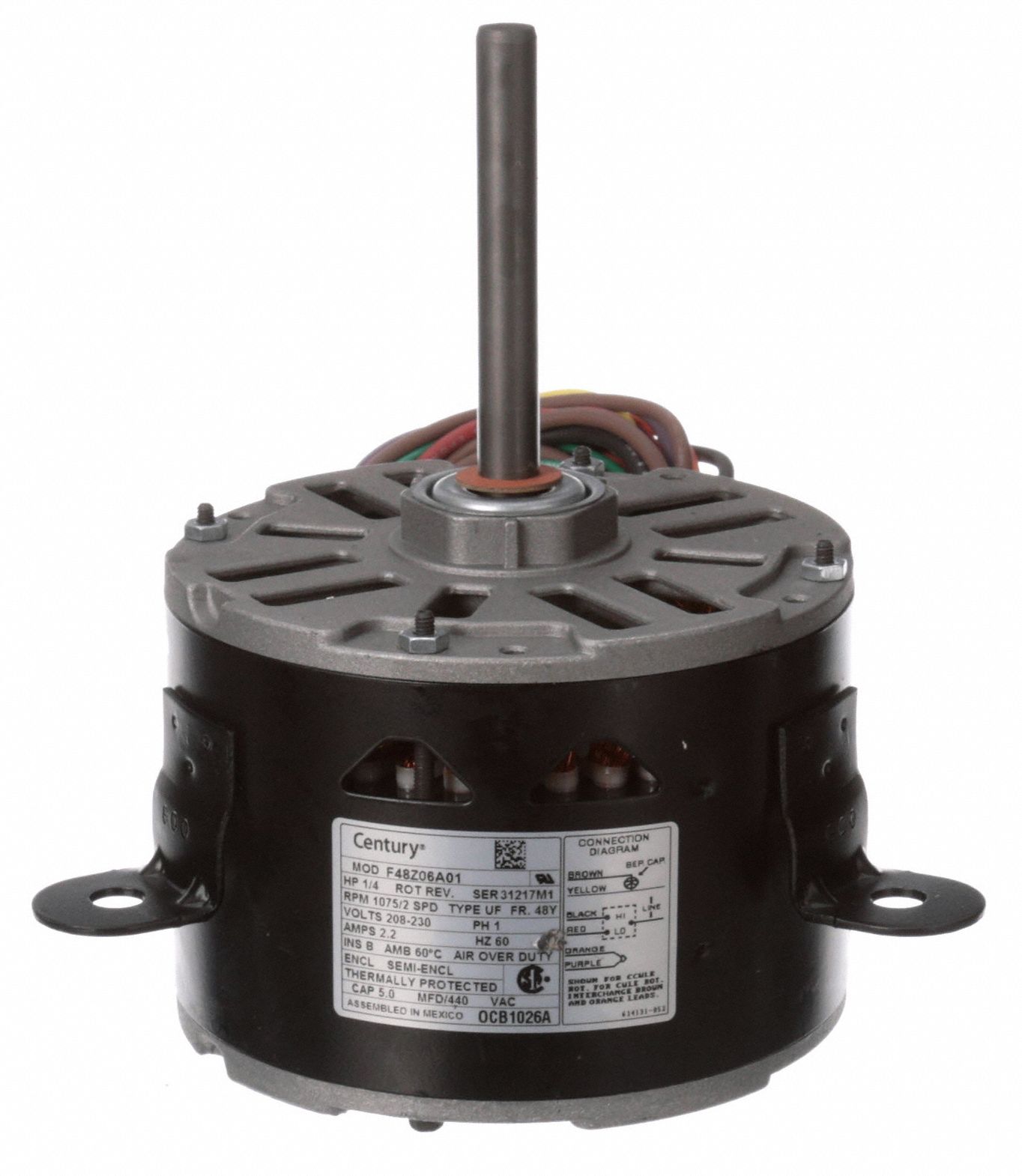 CENTURY Condenser Fan Motor, 1/4 HP, OEM Replacement Brand Carrier/BDP