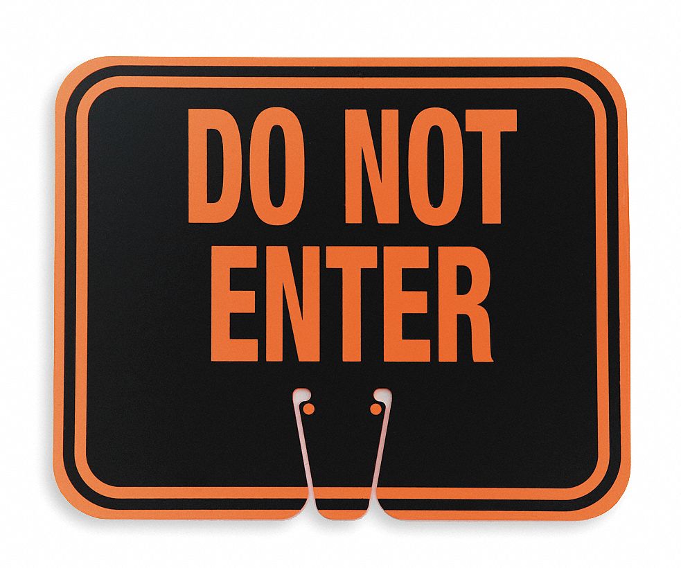 GRAINGER APPROVED Traffic Cone Sign, Orange, Legend Do Not Enter, 12 3/