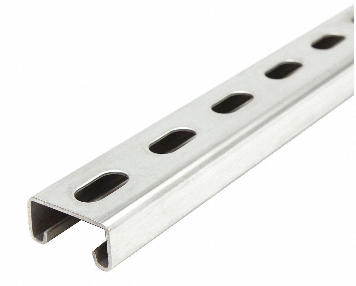 GRAINGER APPROVED Slotted Standard 15/8 in x 13/16 in Strut Channel, 304 Stainless Steel, 14 ga