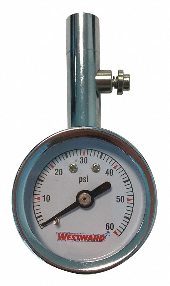 WESTWARD Dial Tire Press Gauge, 0 to 60 psi 2HKY62HKY6A Grainger