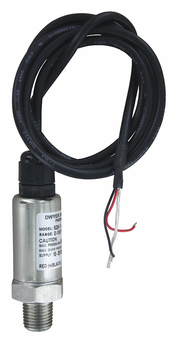 DWYER Pressure Transmitter 0 psi to 300 psi, 4 to 20mA DC, Cable