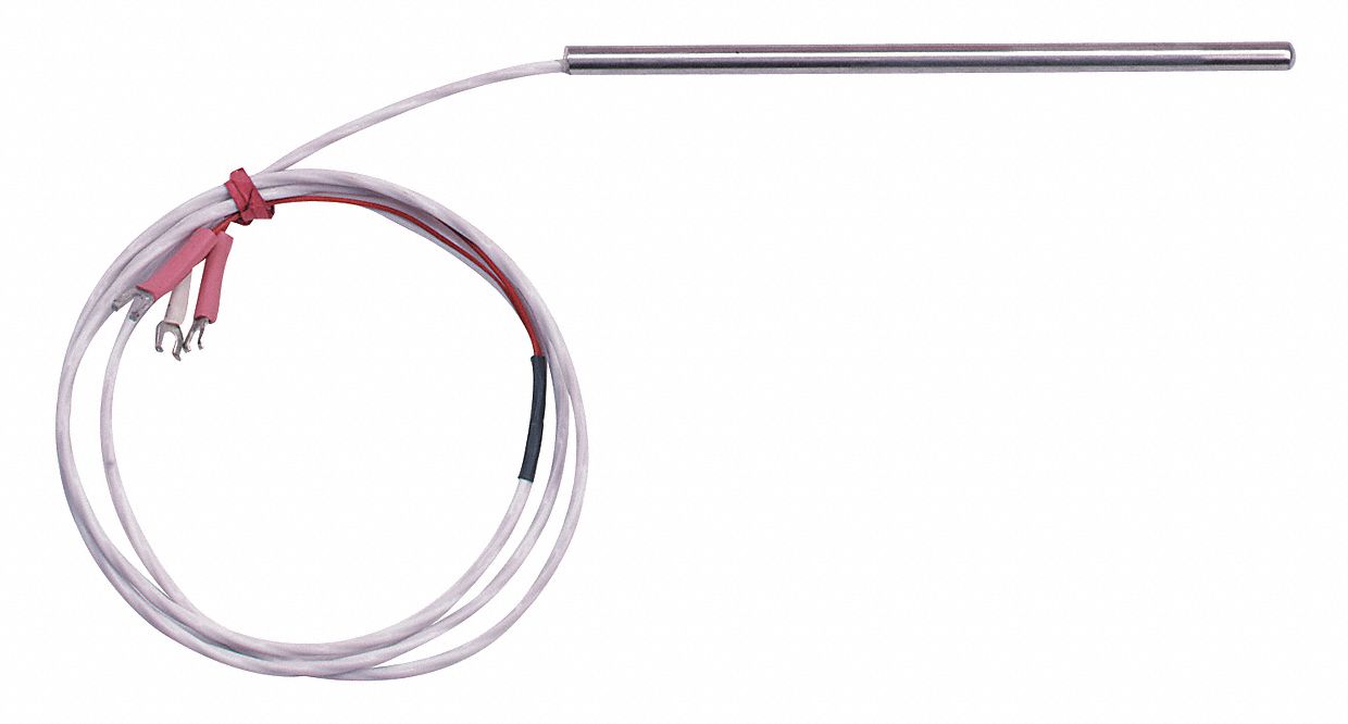 LOVE Surface Temperature Probe RTD, 3Wire 100 ohm, 1/8 in x 6 in Probe, Bare Wire, 2 ft 10 in
