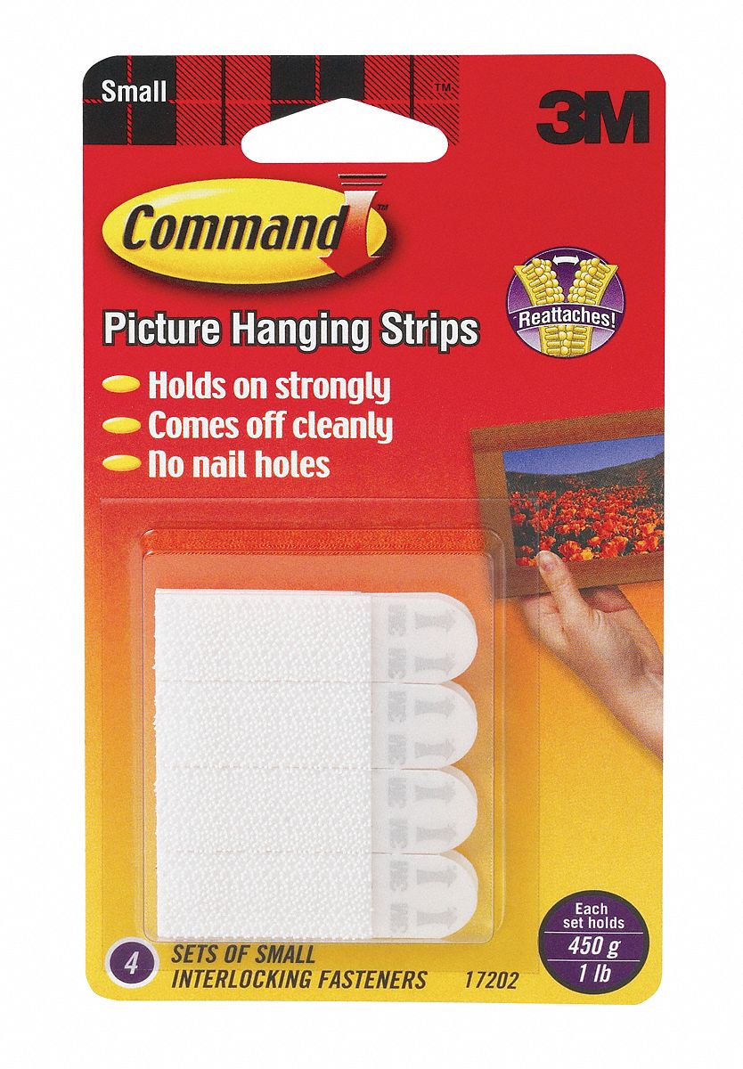 Picture Hanging Strips, Small, Command™ Adhesive, Overall Length 2.125