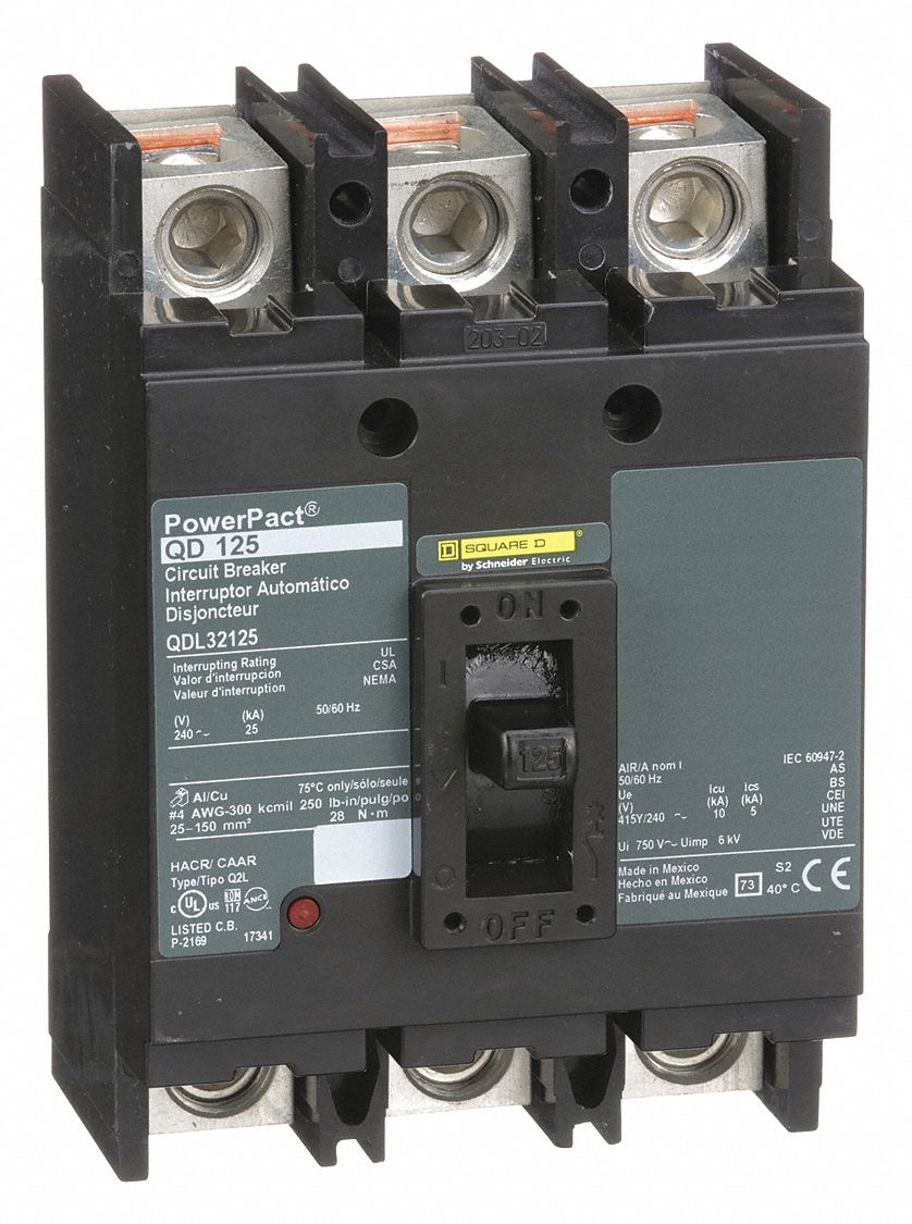125 A Amps, 25kA at 240V AC, Molded Case Circuit Breaker - 2JXF6