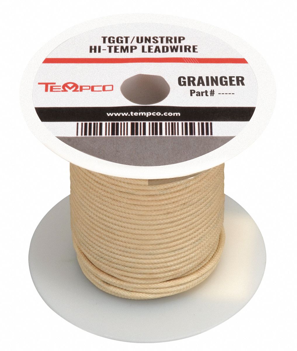 TEMPCO High Temp Lead Wire, 12 AWG, Trade Designation TGGT, Fiberglass