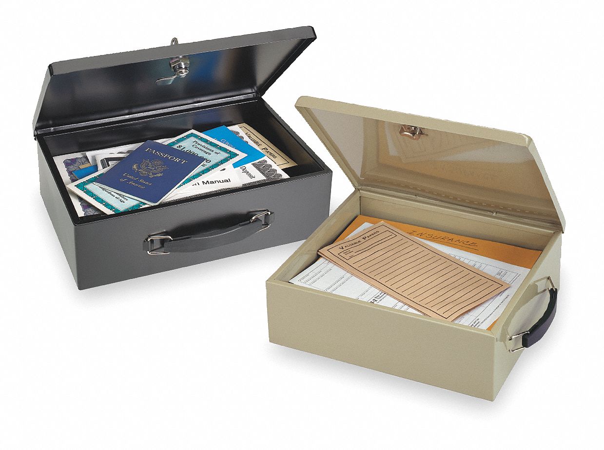 MMF INDUSTRIES Security Box, Black, 123/4x81/4x4 2KEE92216140BP04