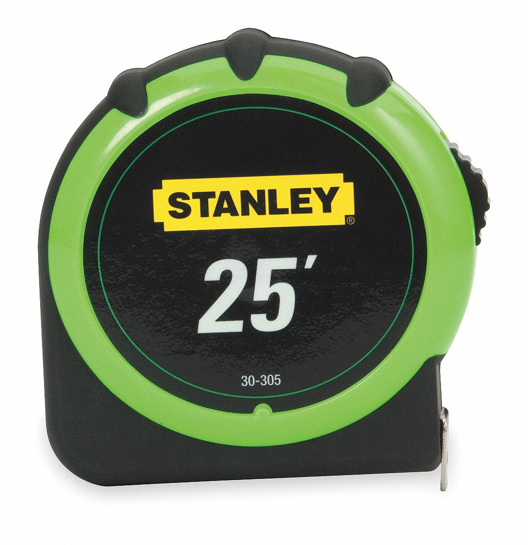 STANLEY 25 ft Steel SAE Tape Measure, Black, High Visibility Green