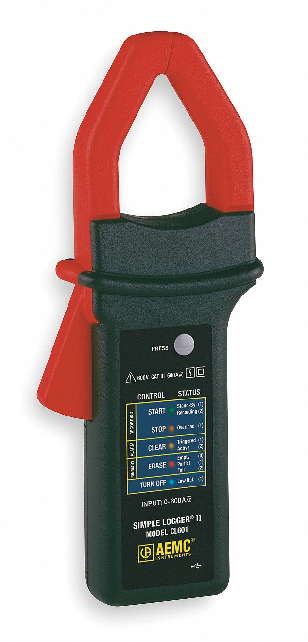 AEMC Clamp On AC Current Logger, 0 to 600 A 2KGY1CL601