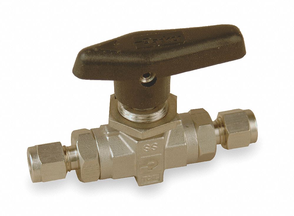 PARKER Ball Valve, 316 Stainless Steel, Inline, 3Piece, Pipe Size 1/4