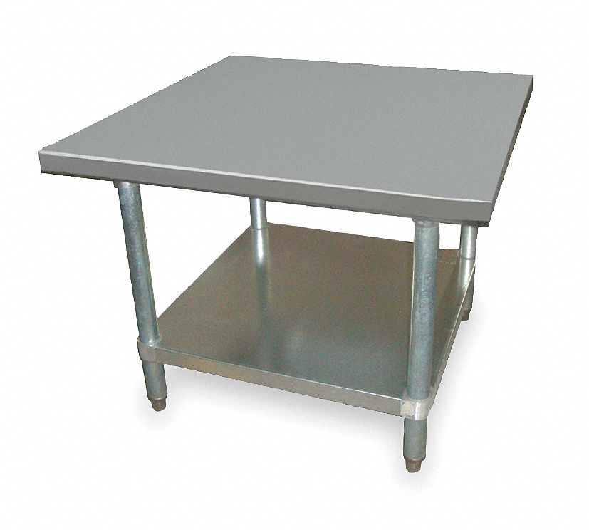 GRAINGER APPROVED Fixed Height Work Table, Stainless Steel, 24" Depth