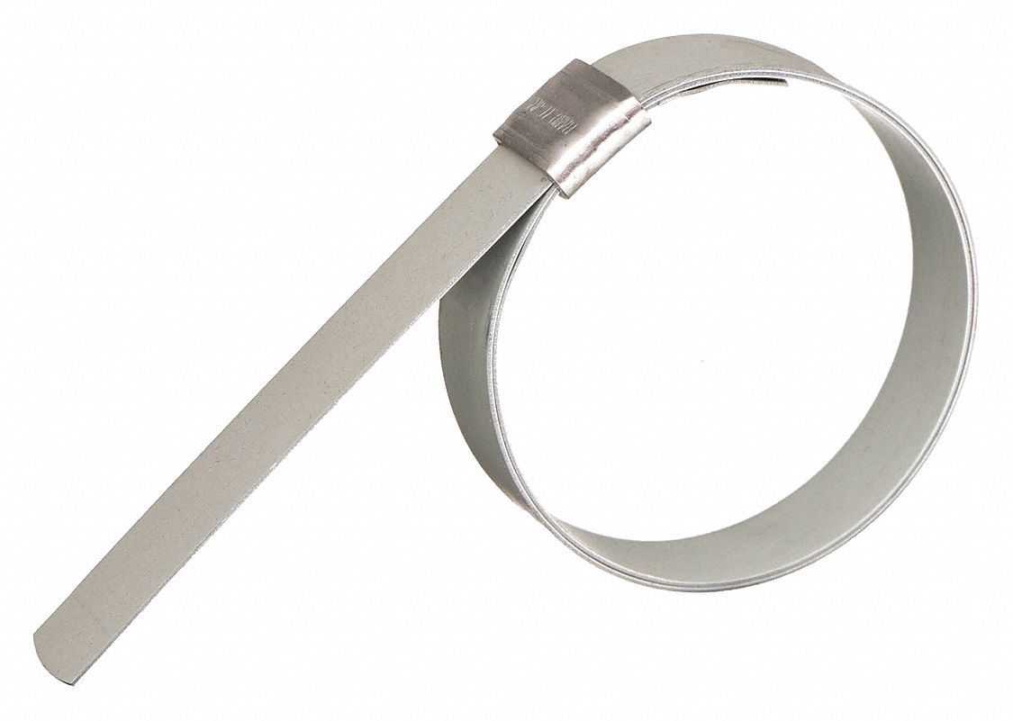 Galvanized Steel, 9/16 in 1 1/8 in Clamping Dia, Band Clamp 2LPJ1
