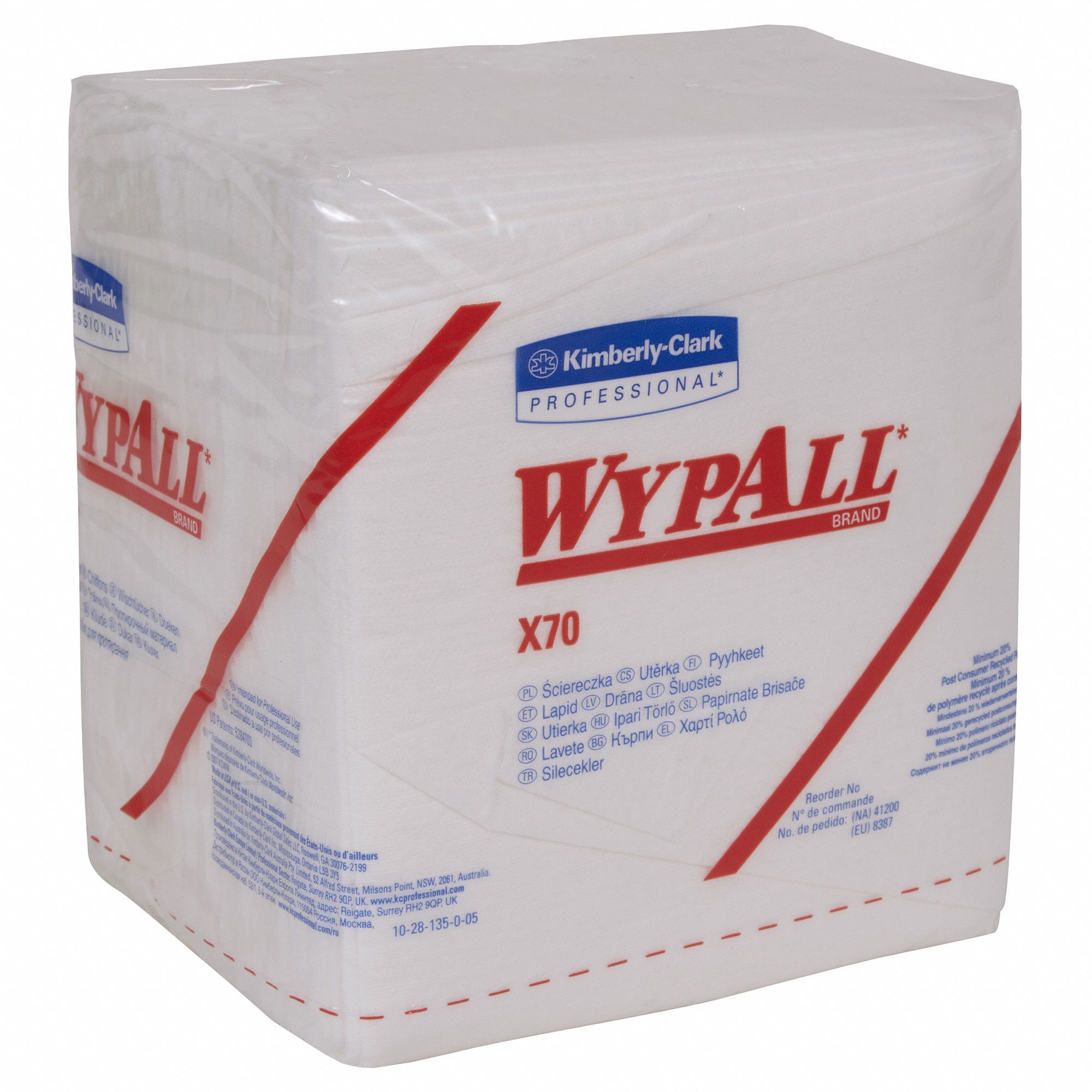 WYPALL Dry Wipe, WYPALL(R) X70, 12 in x 12 1/2 in, Number of Sheets 76
