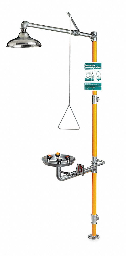 GUARDIAN EQUIPMENT Shower with Eye/Face Wash, Floor Mount, Stainless