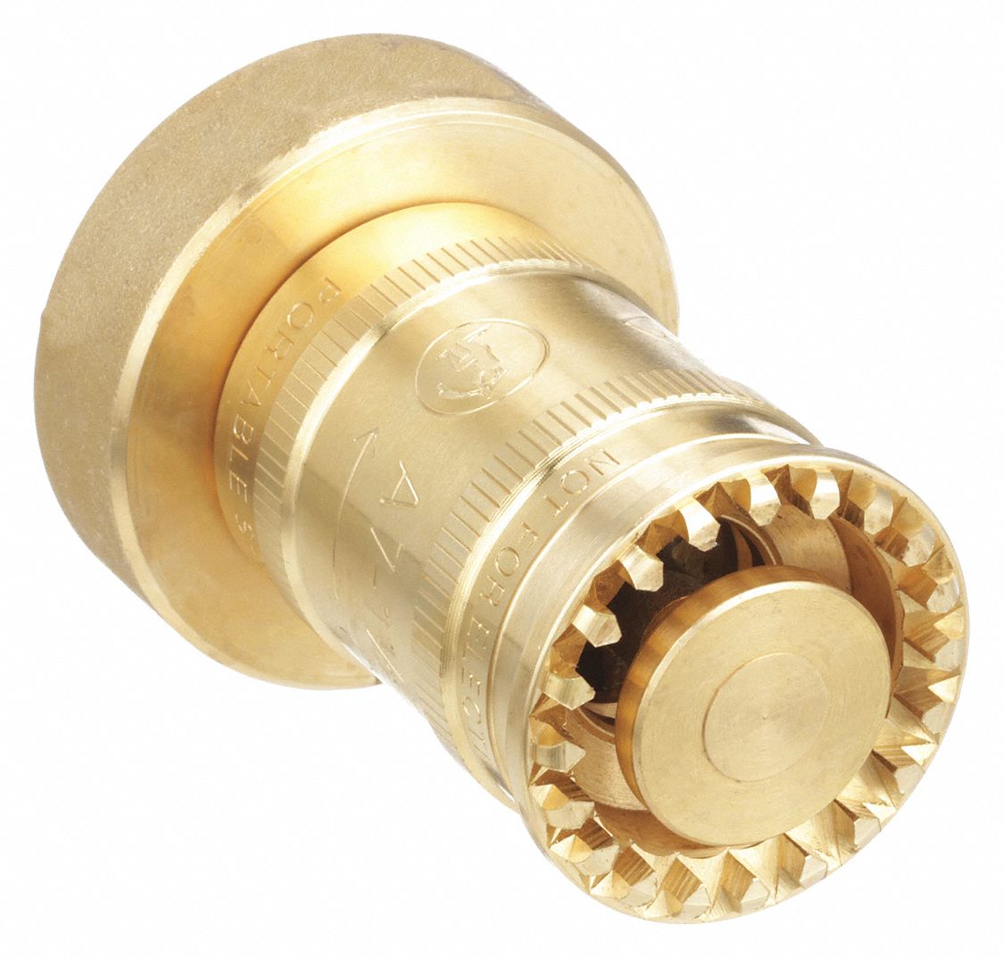 MOON AMERICAN, 1 1/2 in Inlet Size, Brass, Fire Hose Nozzle 2LYW7