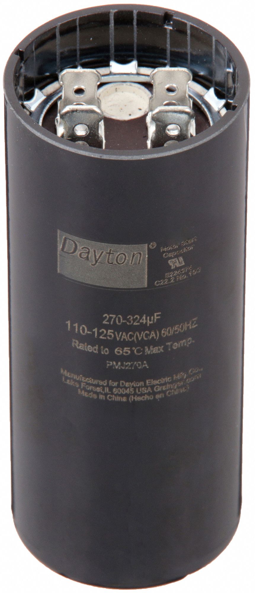 DAYTON, 110 to 125V AC, 460552 mfd, Motor Start Capacitor 2MDU2