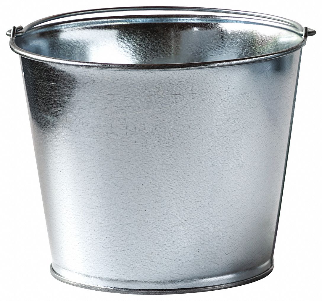 GRAINGER APPROVED Mop Bucket Silver, Galvanized Steel, Round, 7 in
