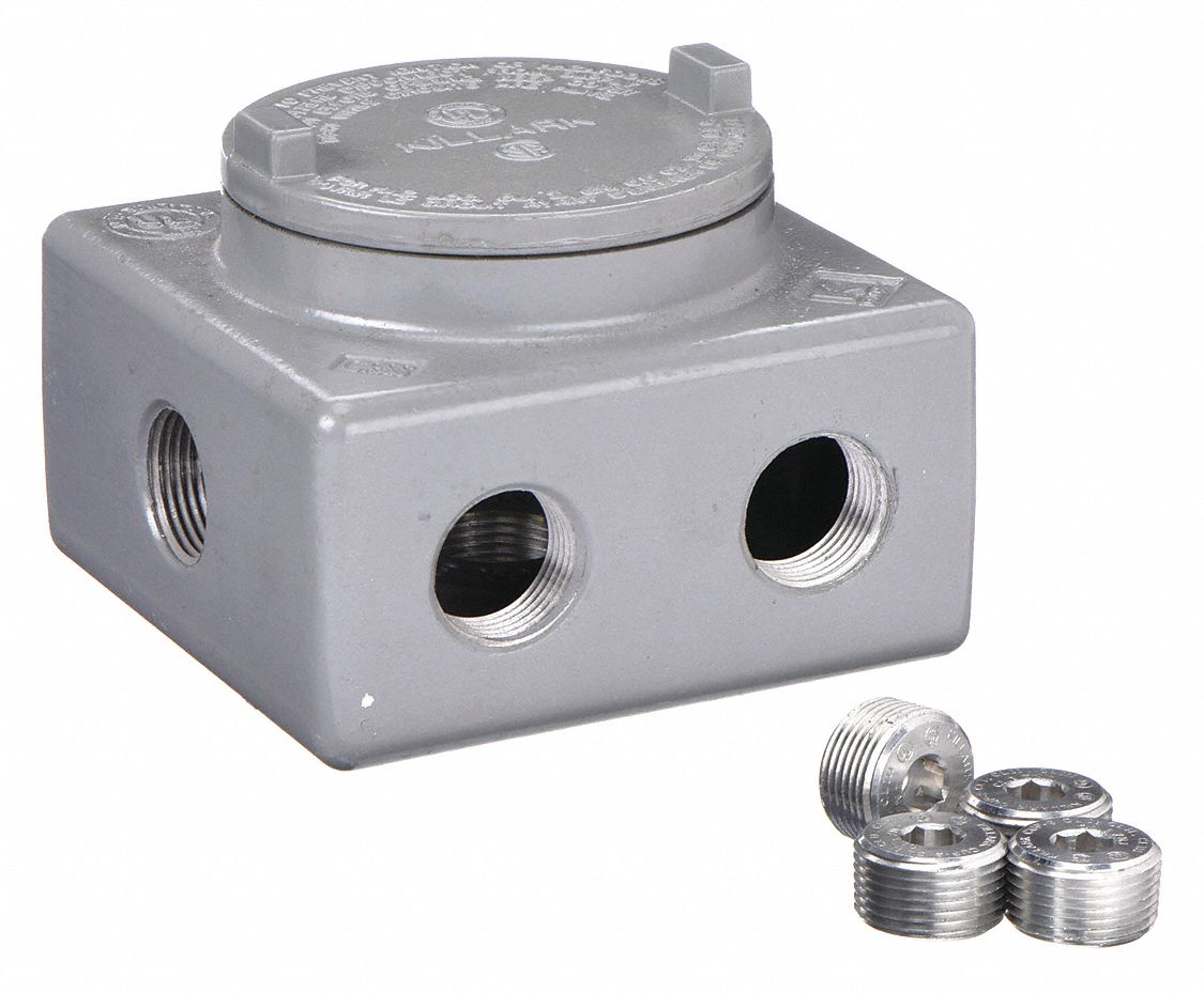 HUBBELL KILLARK, 1/2 in Max. Conduit Size, 3.5 in Ht, Outlet Body