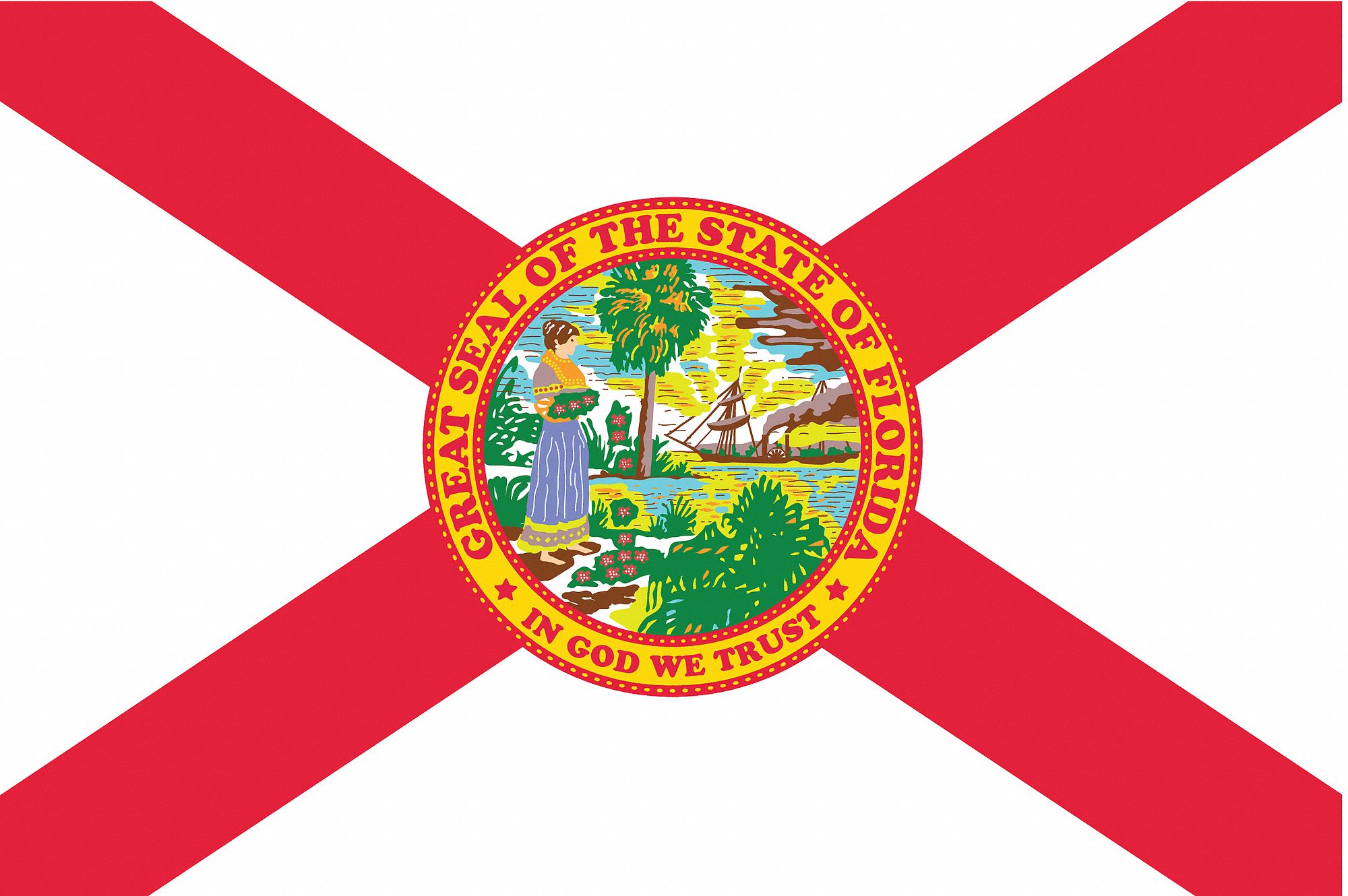 NYLGLO Florida State Flag, 3 ftH x 5 ftW, Outdoor 2NEH9140960 Grainger