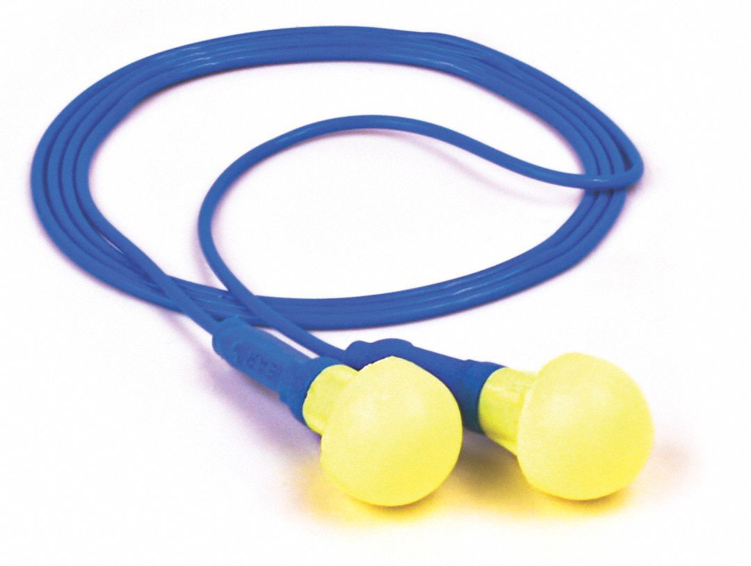 3M Pod Ear Plugs, 28 dB Noise Reduction Rating NRR, Corded, M, Yellow