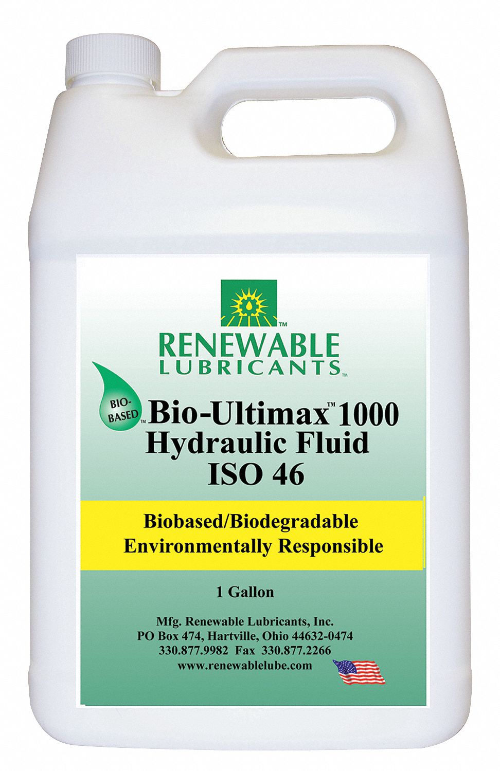 RENEWABLE LUBRICANTS Vegetable Oil Hydraulic Oil, 1 gal Jug, ISO