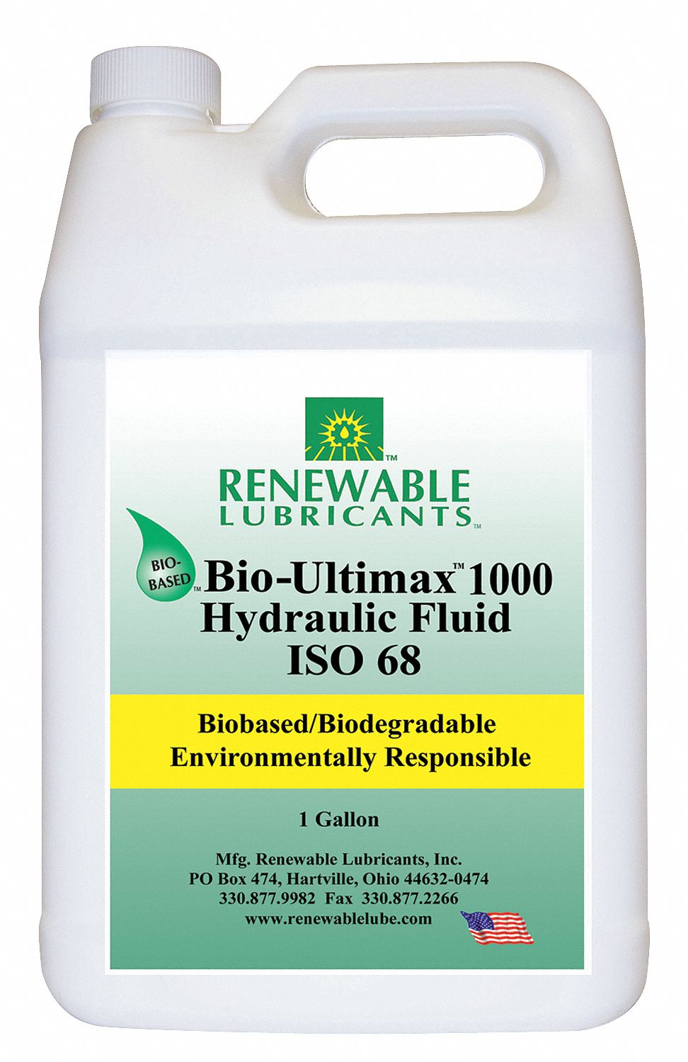 RENEWABLE LUBRICANTS Vegetable Oil Hydraulic Oil, 1 gal Jug, ISO
