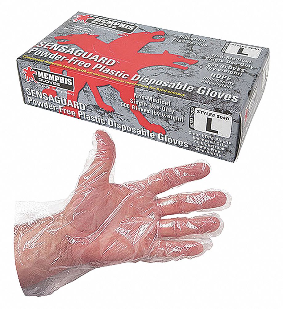 MCR SAFETY Disposable Gloves FoodGrade, 1 mil, PowderFree