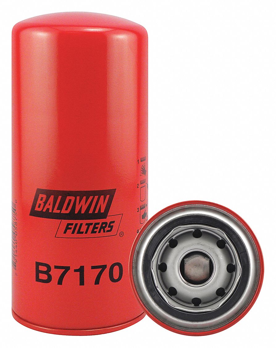 BALDWIN FILTERS, 1" Thread Size Automotive Filters, 8 1/8 in Lg, Oil