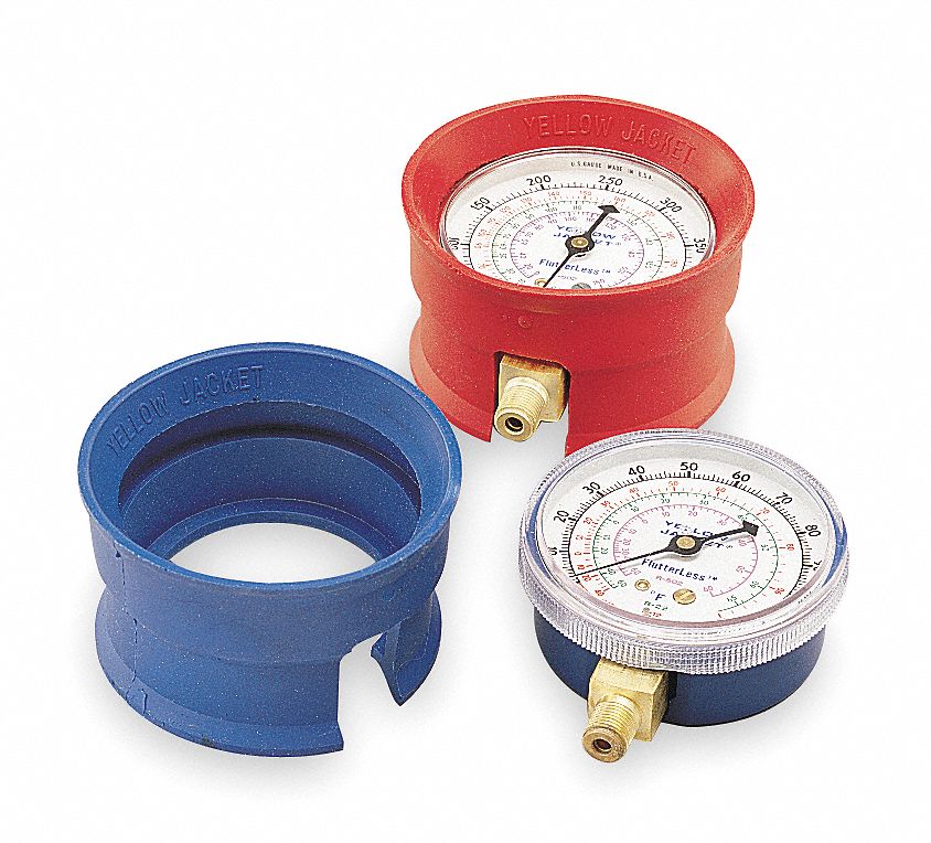 YELLOW JACKET, 21/2 in Gauges, 2 1/2 in Dia, Manifold Gauge Boot Set