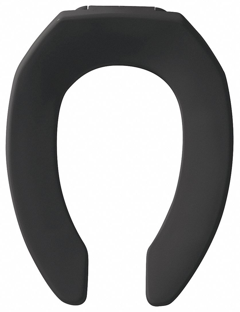 Black, Plastic with Stainless Steel Posts, Toilet Seat 2P8891955CT047 Grainger
