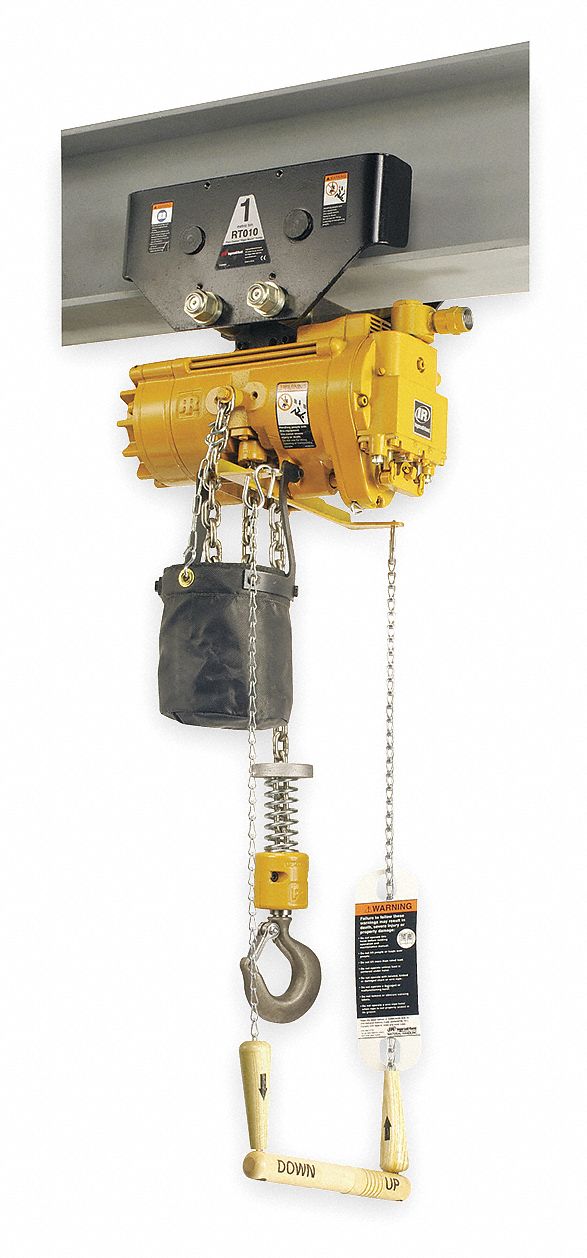 INGERSOLL RAND Air Chain Hoist, 1100 lb. Cap., 10 ft. Lft 2PA27ML500KR2DA10R6U Grainger