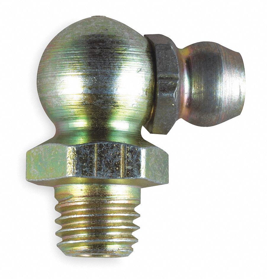 Standard Grease Fitting, 1/4"28 SAELT, 90.0°, ZincPlated Steel, PK 10 Grainger