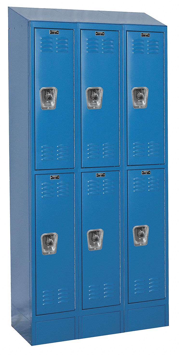 HALLOWELL Marine Blue Wardrobe Locker, (2) Tier, (3) Wide Openings 6