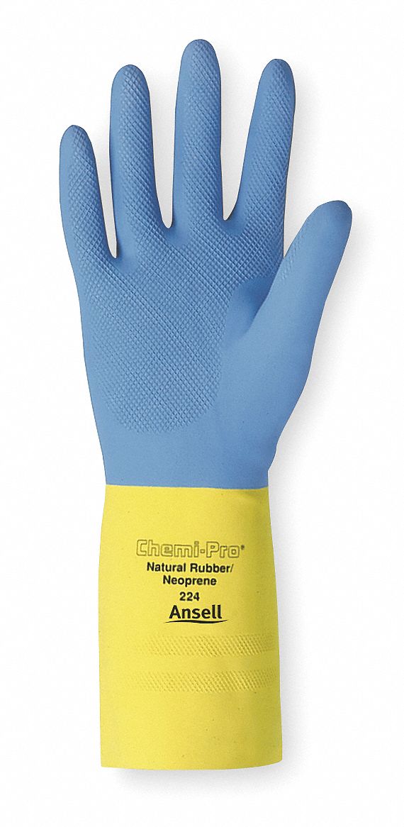 ANSELL Chemical Resistant Gloves, 9, Glove Materials Natural Rubber