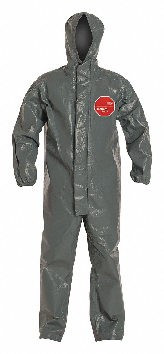 DUPONT Hooded Chemical Resistant Coveralls, Hooded, Size 3XL, PK 2