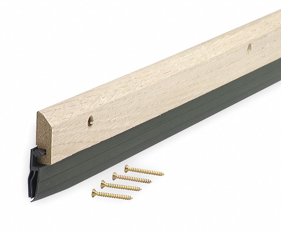 GRAINGER APPROVED Triple Fin Door Sweep, Hardwood, 3 ft Length, 1 1/4