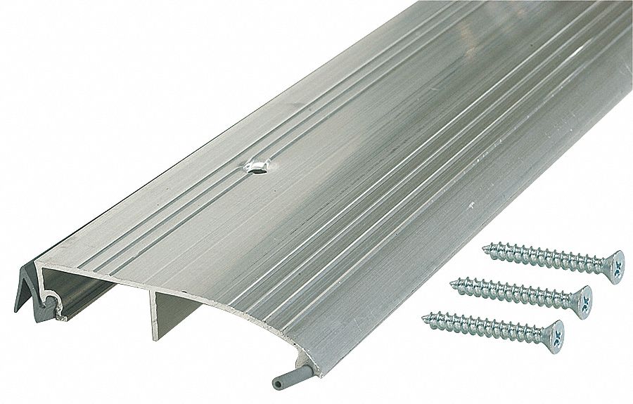 GRAINGER APPROVED 6 ft x 3 1/6 in x 5/8 in Fluted Top Door Bumper Threshold, Silver 2RRL8